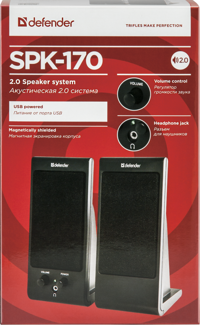 Defender Акустическая 2.0 система SPK-170 черный, 6 Вт, питание от USB Defender SPK-170 — для бизнеса и офиса