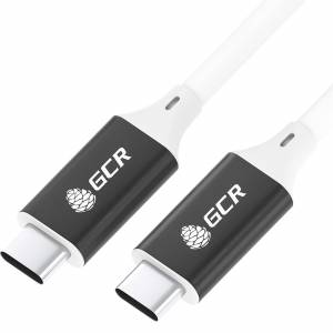 GCR Кабель USB 3.1 Type C-С  1.0m белый, 100W/20V/5A, M/M, TPE, AL сase черный, белый ПВХ, экран, армированный, GCR-50866 Кабель Greenconnect 1 м (GCR-50866)