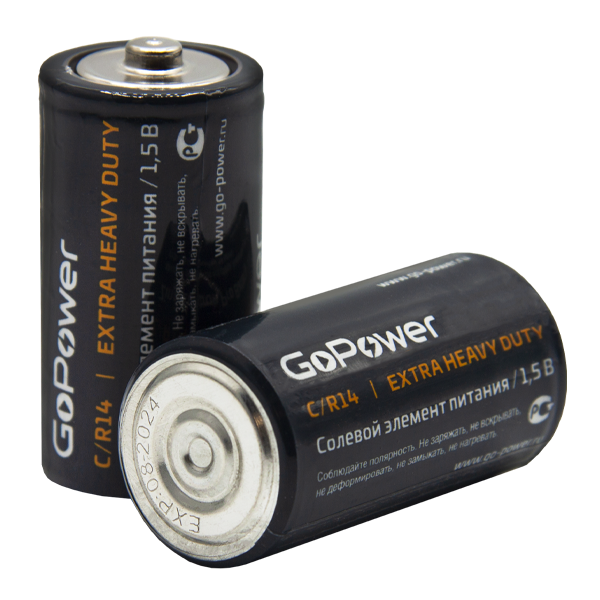 Батарейка GoPower R14 C Shrink 2 Heavy Duty 1.5V (2/24/288) (24 шт.) Батарейка GoPower R14 C (00-00015596) — для бизнеса и офиса Батарейка GoPower R14 C Shrink 2 Heavy Duty 1.5V (2/24/288) (24 шт.) Батарейка GoPower R14 C (00-00015596) — для бизнеса и офиса