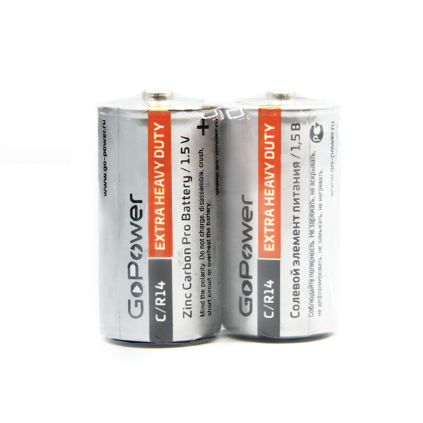 Батарейка GoPower R14 C Shrink 2 Heavy Duty 1.5V (2/24/288) (24 шт.) Батарейка GoPower R14 C (00-00015596) — для бизнеса и офиса Батарейка GoPower R14 C Shrink 2 Heavy Duty 1.5V (2/24/288) (24 шт.) Батарейка GoPower R14 C (00-00015596) — для бизнеса и офиса