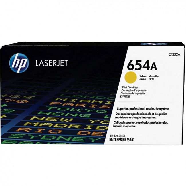 Тонер-картридж HP 654A Yellow Original LaserJet Toner Cartridge (CF332A) — для бизнеса и офиса Тонер-картридж HP 654A Yellow Original LaserJet Toner Cartridge (CF332A) — для бизнеса и офиса