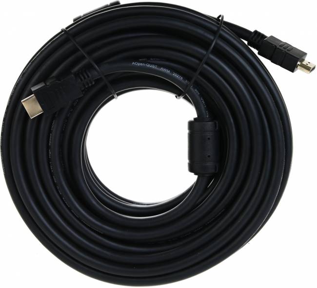 Кабель HDMI 19M/M+2 фильтра 1.4V+3D/Ethernet AOpen/Qust <ACG511D-15M> 15m AOpen HDMI (m) - HDMI (m) 15м — для бизнеса и офиса