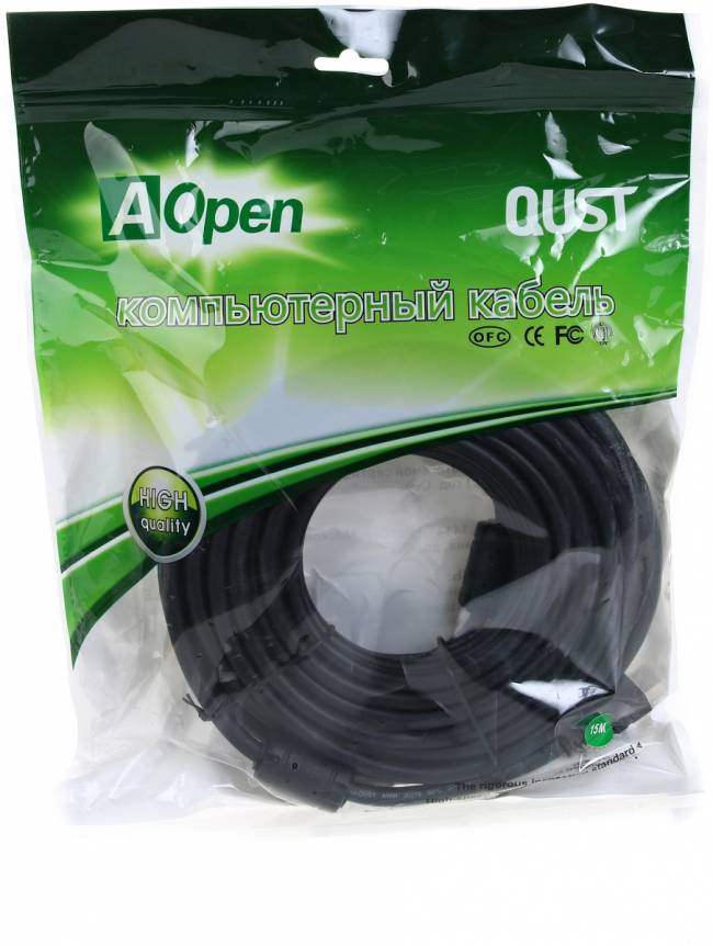 Кабель HDMI 19M/M+2 фильтра 1.4V+3D/Ethernet AOpen/Qust <ACG511D-15M> 15m AOpen HDMI (m) - HDMI (m) 15м — для бизнеса и офиса
