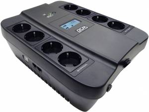 ИБП SPD-750U LCD, линейно-интерактивный, цифровой дисплей,  750 ВA, 450 Вт, 4 евророзетки с резервным питанием, 4 евророзетки с фильтрацией, USB,  защита RJ45/RJ11, батарея свинцово-кислотная 12В 9Ач, ШхГхВ 285х232х103мм, 7.4 кг Powercom Spider SPD-750U L