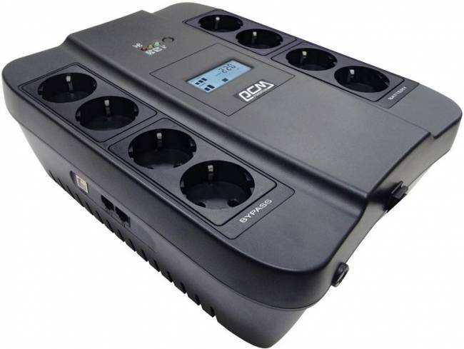 ИБП SPD-750U LCD, линейно-интерактивный, цифровой дисплей,  750 ВA, 450 Вт, 4 евророзетки с резервным питанием, 4 евророзетки с фильтрацией, USB,  защита RJ45/RJ11, батарея свинцово-кислотная 12В 9Ач, ШхГхВ 285х232х103мм, 7.4 кг Powercom Spider SPD-750U L — для бизнеса и офиса