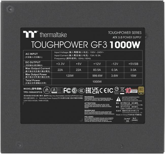 Блок питания Thermaltake PS-TPD-1000FNFAGE-4 — для бизнеса и офиса