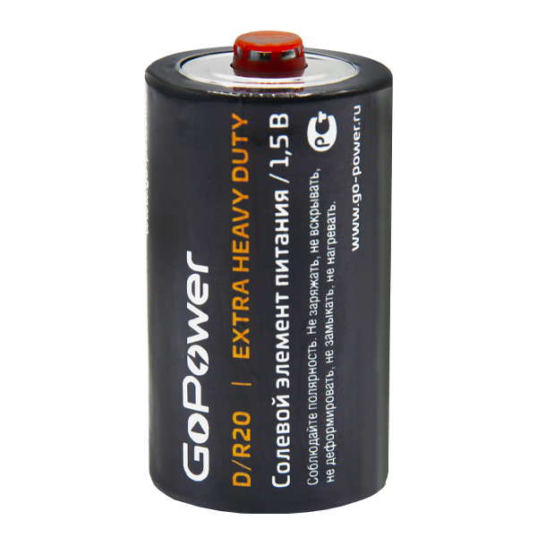 Батарейка GoPower R20 D Shrink 2 Heavy Duty 1.5V (2/12/288) (12 шт.) Батарейка GoPower R20 D (00-00015597) — для бизнеса и офиса Батарейка GoPower R20 D Shrink 2 Heavy Duty 1.5V (2/12/288) (12 шт.) Батарейка GoPower R20 D (00-00015597) — для бизнеса и офиса