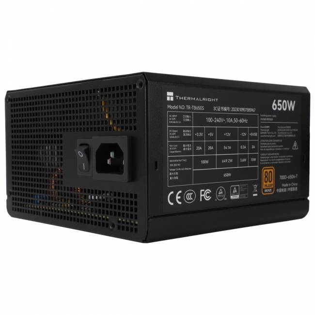 Блок питания 650W Thermalright TR-TB650S 650W 80+ Bronze — для бизнеса и офиса Блок питания 650W Thermalright TR-TB650S 650W 80+ Bronze — для бизнеса и офиса