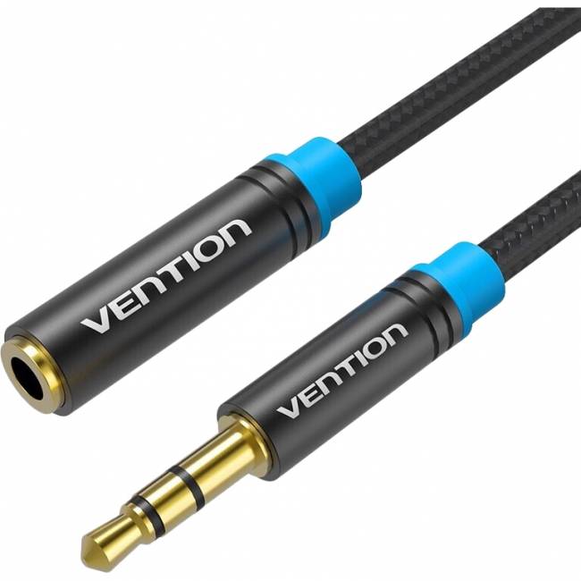 Кабель-удлинитель Vention аудио  Jack 3,5 mm M/Jack 3,5 mm F - 1 м Удлинитель Vention mini jack 3.5 mm(m)/mini jack 3.5 mm(f) - 1 м (VAB-B06-B100-M) — для бизнеса и офиса