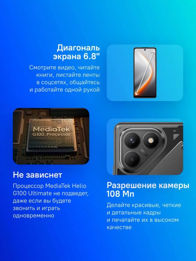 Смартфон TECNO LJ6 128+8 GEEK BLACK — для бизнеса и офиса