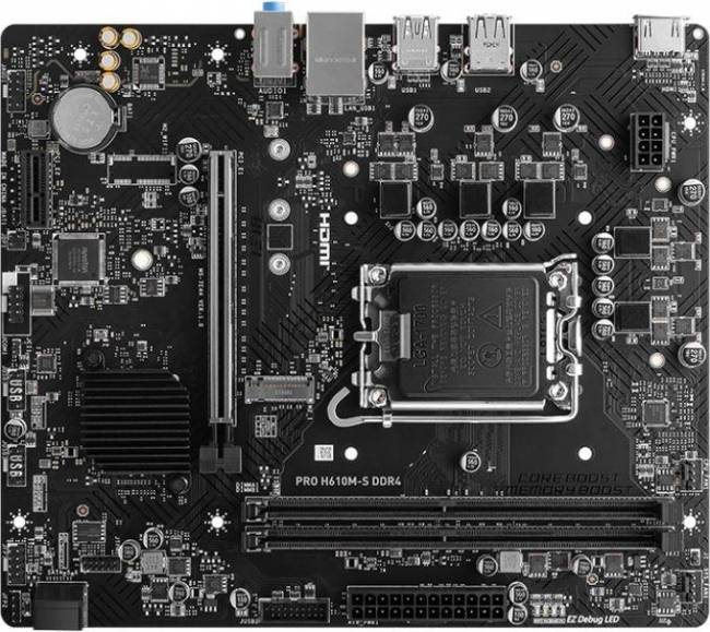 Материнская плата MSI PRO H610M-S DDR4 — для бизнеса и офиса Материнская плата MSI PRO H610M-S DDR4 — для бизнеса и офиса
