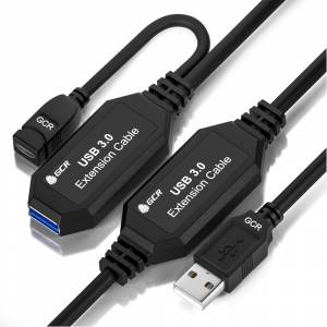 GCR Удлинитель активный 15.0m(5.0m + 5.0m + 5.0m) USB 3.0 AM/AF, черный, с 3-мя усилителями сигнала, доп.питание micro, GCR-51925 Greenconnect USB 3.2 Type-AM - USB 3.2 Type-AF, microUSB B 15м