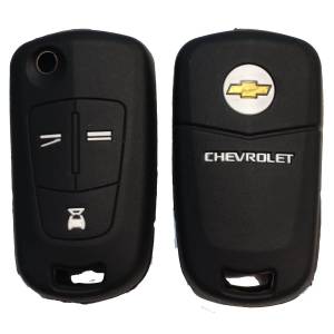 Чехол силиконовый выкидного ключа CHEVROLET 3 кнопки (с лого)