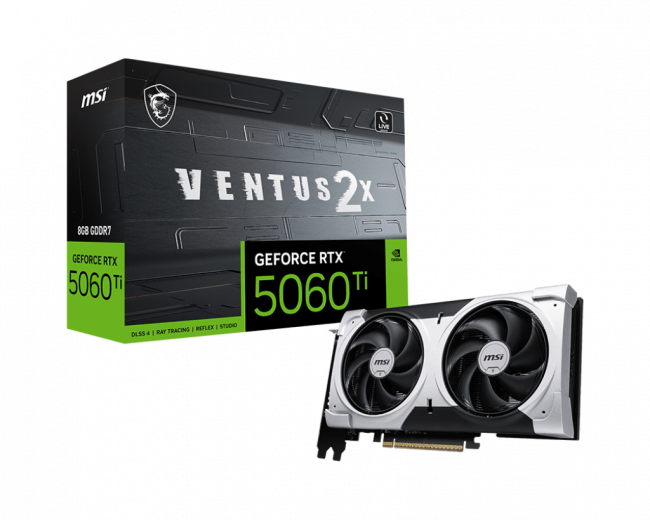 Видеокарта MSI GeForce RTX 5060 Ti 8G VENTUS 2X PLUS — для бизнеса и офиса Видеокарта MSI GeForce RTX 5060 Ti 8G VENTUS 2X PLUS — для бизнеса и офиса