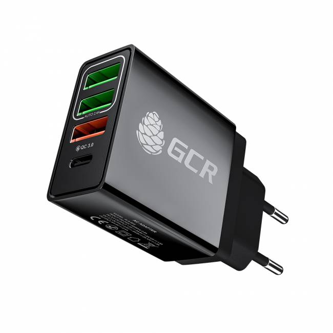 GCR Сетевое зарядное устройство на 4 USB порта (2 х 2A + QC 3.0 + PD 18W) , черное, GCR-52884 Greenconnect GCR-52884 — для бизнеса и офиса GCR Сетевое зарядное устройство на 4 USB порта (2 х 2A + QC 3.0 + PD 18W) , черное, GCR-52884 Greenconnect GCR-52884 — для бизнеса и офиса
