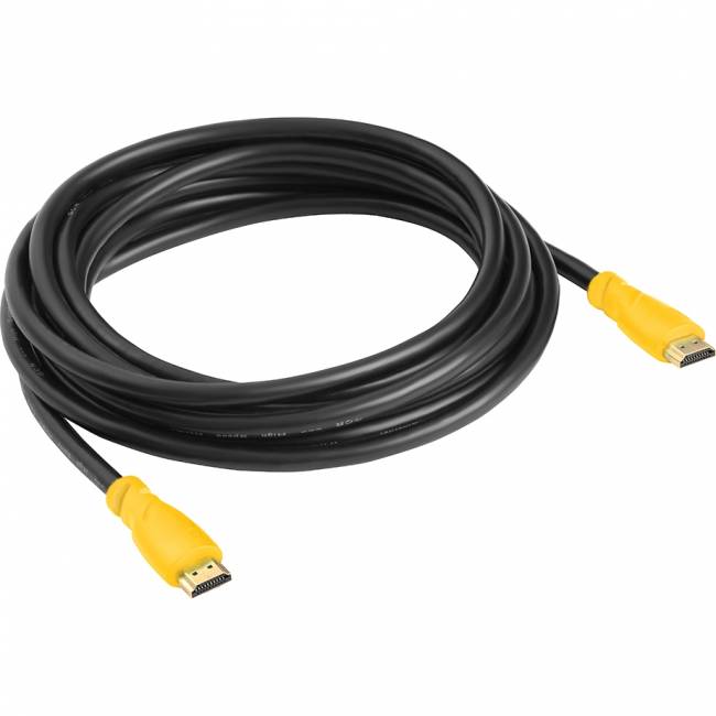 GCR Кабель 3.0m HDMI версия 1.4, черный, желтые коннекторы, OD7.3mm, 30/30 AWG, позолоченные контакты, Ethernet 10.2 Гбит/с, 3D, 4K GCR-HM340-3.0m, экран GreenconnectGCR-HM340-3.0m — для бизнеса и офиса