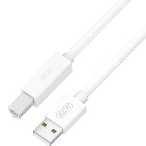 GCR Кабель Premium 1.0m USB 2.0, AM/BM, белый нейлон 28/24 AWG, экран, армированный, морозостойкий, GCR-54211 Кабель Greenconnect 1 м (GCR-54211)