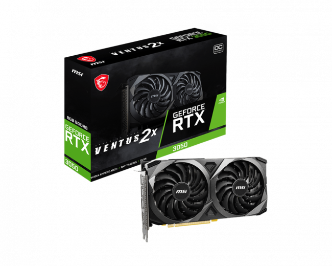 Видеокарта MSI GeForce RTX 3050 VENTUS 2X XS 8G OC — для бизнеса и офиса Видеокарта MSI GeForce RTX 3050 VENTUS 2X XS 8G OC — для бизнеса и офиса