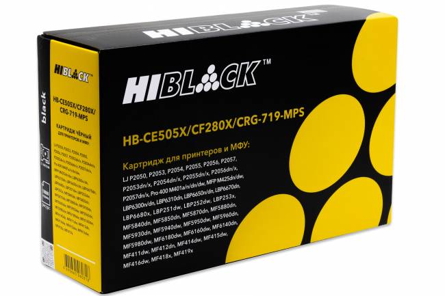 Картридж Hi-Black (HB-CE505X/CF280X/CRG-719-MPS) для HP LJ P2055/P2050/M401/M425/Can 719, 10K — для бизнеса и офиса Картридж Hi-Black (HB-CE505X/CF280X/CRG-719-MPS) для HP LJ P2055/P2050/M401/M425/Can 719, 10K — для бизнеса и офиса