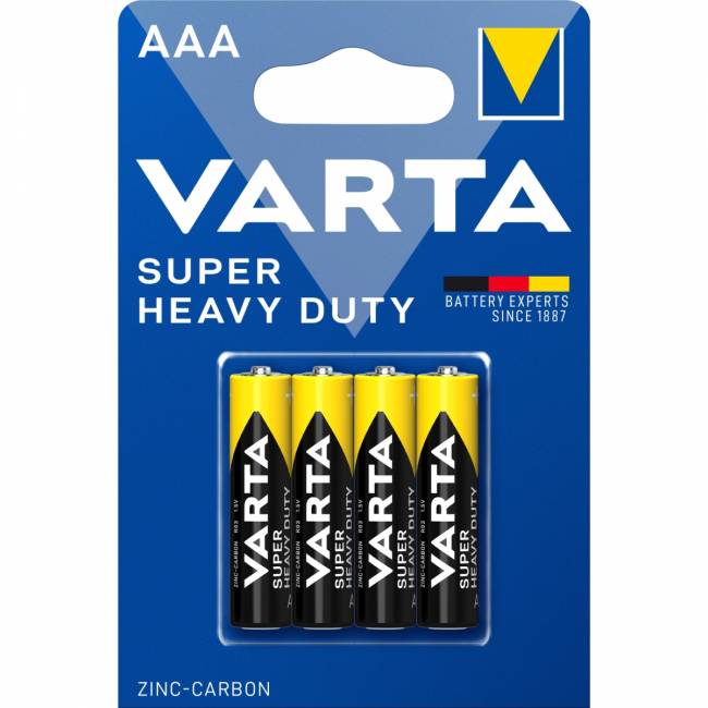 Батарейка Varta SUPERLIFE R03 AAA BL4 Heavy Duty 1.5V (2003) (4/48/240) (4 шт.) Varta SUPERLIFE R03 AAA (02003101414) — для бизнеса и офиса Батарейка Varta SUPERLIFE R03 AAA BL4 Heavy Duty 1.5V (2003) (4/48/240) (4 шт.) Varta SUPERLIFE R03 AAA (02003101414) — для бизнеса и офиса