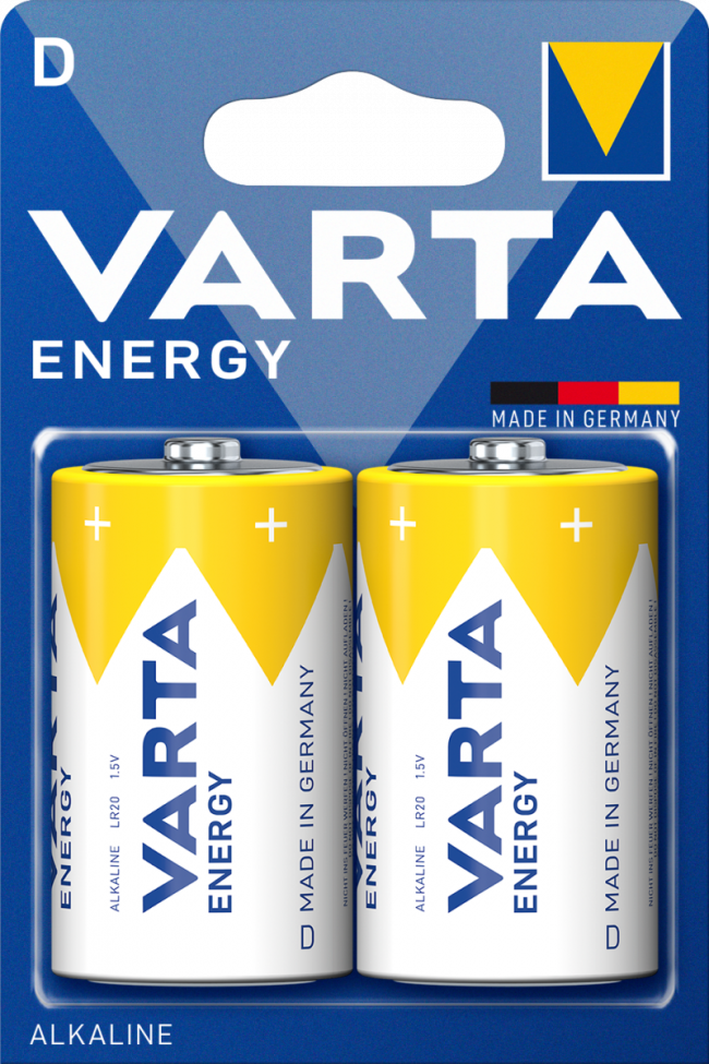 Батарейка Varta ENERGY LR20 D BL2 Alkaline 1.5V (4120) (2/20/100) (2 шт.) VARTA 04120229412 — для бизнеса и офиса