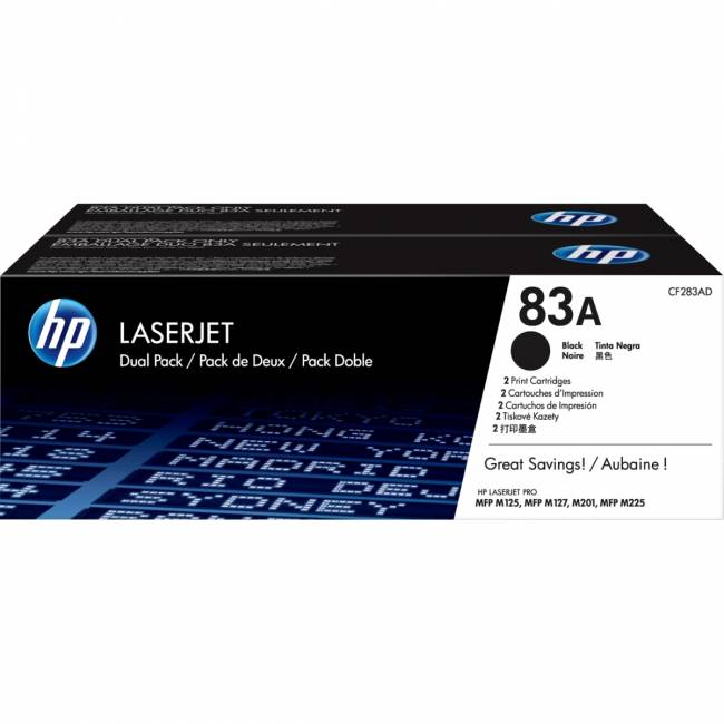 Тонер-картридж набор из 2 шт HP LaserJet 83X Black 2-pack (CF283AF) — для бизнеса и офиса Тонер-картридж набор из 2 шт HP LaserJet 83X Black 2-pack (CF283AF) — для бизнеса и офиса