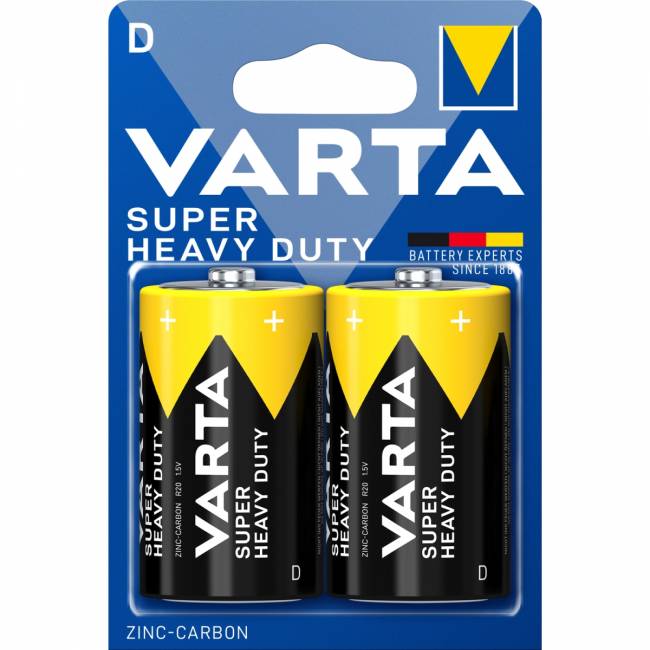 Батарейка Varta SUPERLIFE R20 D BL2 Heavy Duty 1.5V (2020) (2/24/120) (2 шт.) Varta SUPERLIFE R20 D (02020101412) — для бизнеса и офиса Батарейка Varta SUPERLIFE R20 D BL2 Heavy Duty 1.5V (2020) (2/24/120) (2 шт.) Varta SUPERLIFE R20 D (02020101412) — для бизнеса и офиса