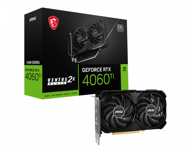 Видеокарта MSI GeForce RTX 4060 Ti VENTUS 2X BLACK 16G — для бизнеса и офиса Видеокарта MSI GeForce RTX 4060 Ti VENTUS 2X BLACK 16G — для бизнеса и офиса