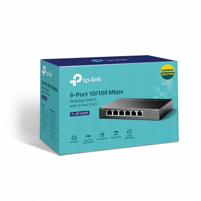 Коммутатор TP-Link TL-SF1006P — для бизнеса и офиса Коммутатор TP-Link TL-SF1006P — для бизнеса и офиса
