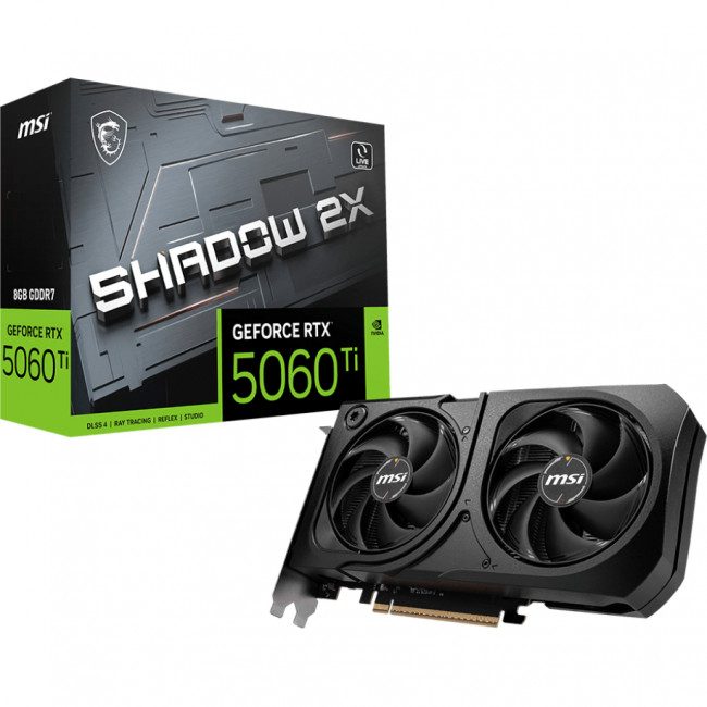 Видеокарта MSI GeForce RTX 5060 Ti 8G SHADOW 2X PLUS — для бизнеса и офиса Видеокарта MSI GeForce RTX 5060 Ti 8G SHADOW 2X PLUS — для бизнеса и офиса