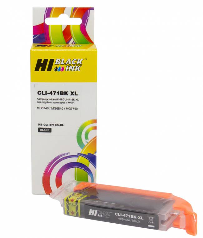 Картридж Hi-Black (CLI-471XLBK) для Canon CMG5740/MG6840/MG7740, Bk — для бизнеса и офиса Картридж Hi-Black (CLI-471XLBK) для Canon CMG5740/MG6840/MG7740, Bk — для бизнеса и офиса