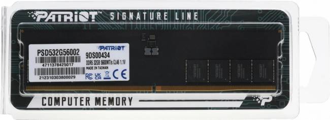 Память DDR5 32GB 5600MHz Patriot PSD532G56002 — для бизнеса и офиса Память DDR5 32GB 5600MHz Patriot PSD532G56002 — для бизнеса и офиса