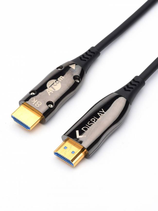 Кабель HDMI 40 м (HIGH speed, Metal gold, Optical) 8K VER 2.1 ATcom HDMI 2.1 (m) - HDMI 2.1 (m) 40 м — для бизнеса и офиса Кабель HDMI 40 м (HIGH speed, Metal gold, Optical) 8K VER 2.1 ATcom HDMI 2.1 (m) - HDMI 2.1 (m) 40 м — для бизнеса и офиса