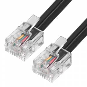 GCR Телефонный шнур удлинитель для аппарата  15.0m 6P4C GCR-TP6P4C2-15.0m, (джек 6p4c - jack 6p4c) черный Greenconnect GCR-TP6P4C2, 15.0 м