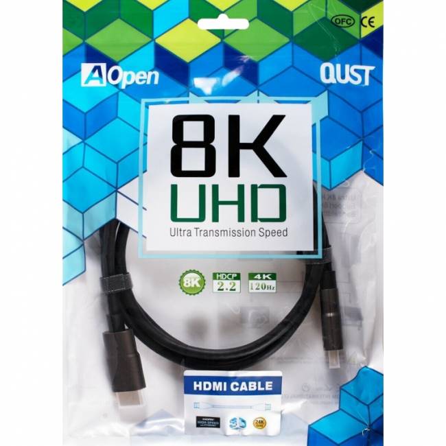 Кабель HDMI 19M/M,ver. 2.1, 8K@60 Hz 1m iOpen (Aopen/Qust) <ACG863-1M> Кабель AOpen/Qust HDMI (m)/HDMI (m) - 1 м (ACG863-1M) — для бизнеса и офиса