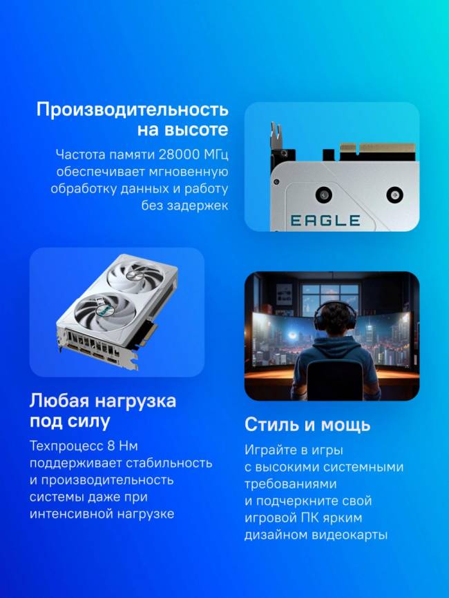 Видеокарта Gigabyte GV-N5060EAGLEOC ICE-8GD 1.0 — для бизнеса и офиса Видеокарта Gigabyte GV-N5060EAGLEOC ICE-8GD 1.0 — для бизнеса и офиса