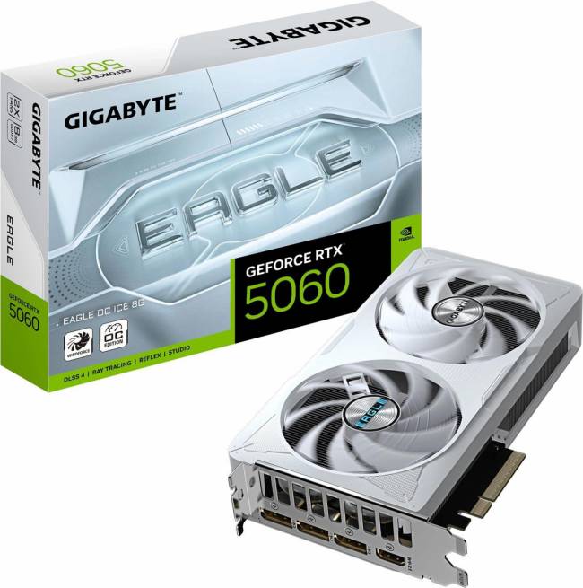 Видеокарта Gigabyte GV-N5060EAGLEOC ICE-8GD 1.0 — для бизнеса и офиса Видеокарта Gigabyte GV-N5060EAGLEOC ICE-8GD 1.0 — для бизнеса и офиса