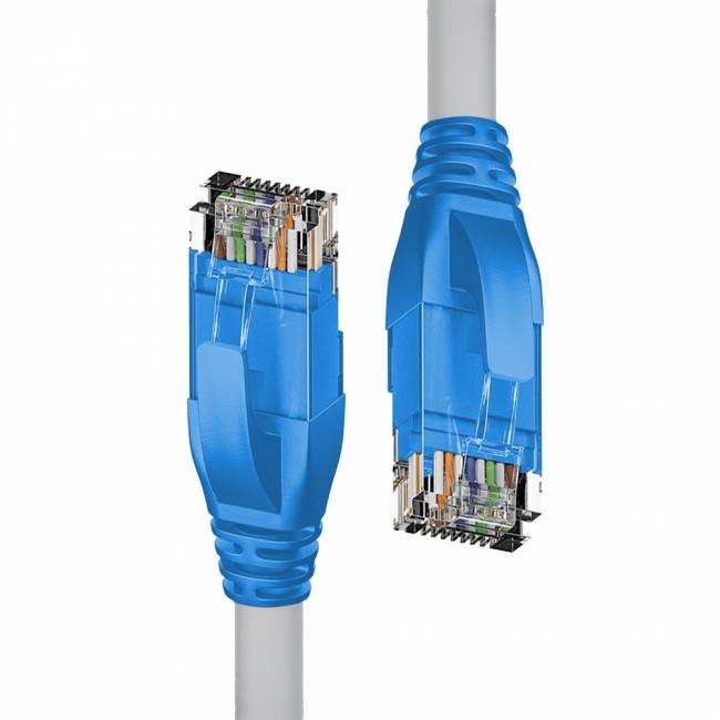 Патч-корд прямой 1.0m UTP кат.5e, серый, синие коннекторы, 24 AWG, литой, ethernet high speed 1 Гбит/с, RJ45, T568B 4PH 4PH-R90029 — для бизнеса и офиса