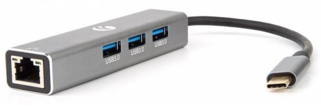 Кабель-концентратор USB 3.1 Type-Cm --> RJ-45+3port USB3.0(f)  Aluminum Shell VCOM <DH311A> VCOM DH311A — для бизнеса и офиса