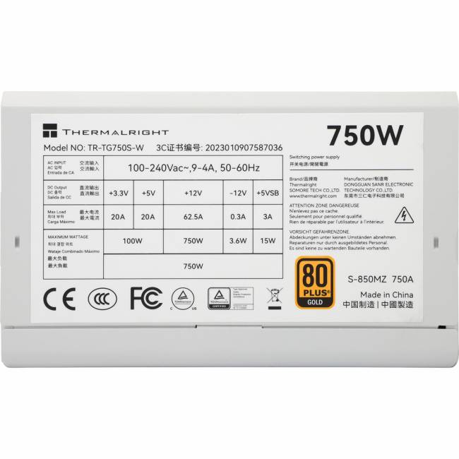 Блок питания ПК Thermalright TR-TG750S-W — для бизнеса и офиса Блок питания ПК Thermalright TR-TG750S-W — для бизнеса и офиса