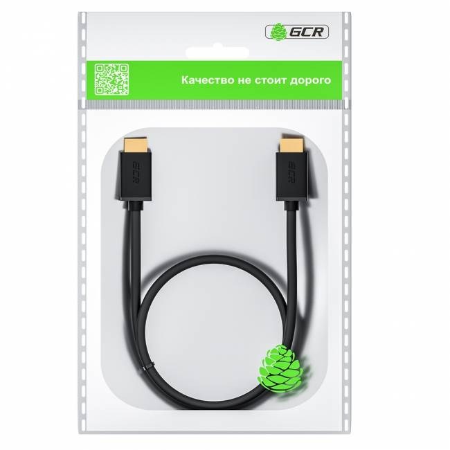 GCR Кабель 1.0m HDMI версия 2.0, HDR 4:2:2, Ultra HD, 4K 60 fps 60Hz/5K*30Hz, 3D, AUDIO, 18.0 Гбит/с, 28/28 AWG, OD7.3mm, тройной экран, черный, GCR-HM411-1.0m Greenconnect HDMI 2.0 - HDMI 2.0 1м черный — для бизнеса и офиса
