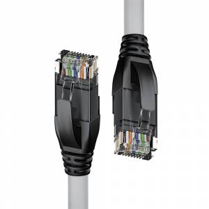 Патч-корд прямой 1.5m UTP кат.5e, серый, черные коннекторы, 24 AWG, литой, ethernet high speed 1 Гбит/с, RJ45, T568B Патч-корд 4PH-50779