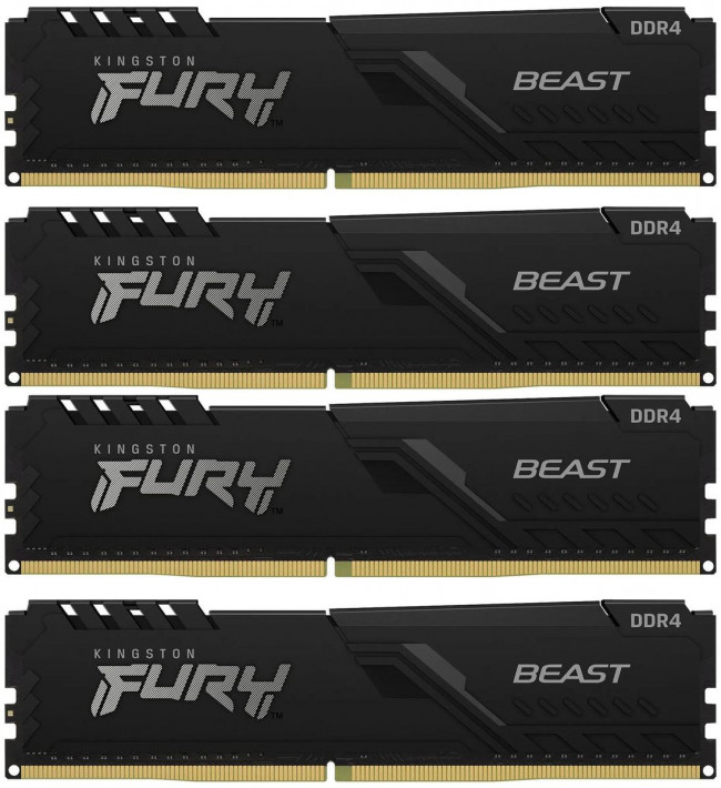 Память оперативная Kingston FURY Beast Black 128GB DDR4 CL18 DIMM (Kit of 4) — для бизнеса и офиса